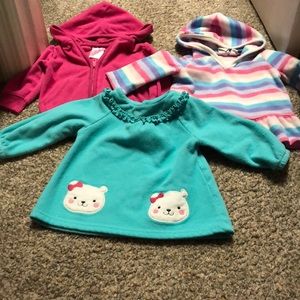 Collection 3 sweatshirts 6-9mo girl baby; 2 hooded